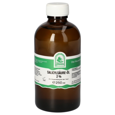 Sie sehen eine Packung SALICYLSÄURE-ÖL 2% 250 ML, Produktbild: 01 SALICYLSÄURE-ÖL 2% 250 ML, A-Nr.: 5724754 - 01