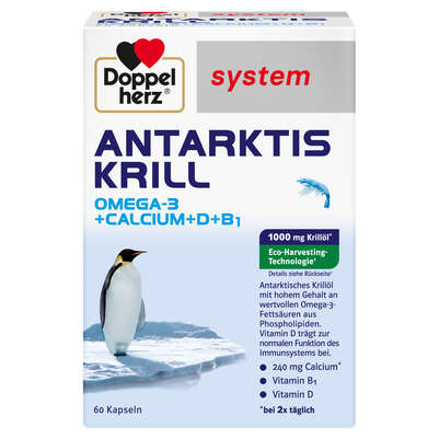 Sie sehen eine Packung Doppelherz system ANTARKTIS KRILL, Produktbild: 01 Doppelherz system ANTARKTIS KRILL, A-Nr.: 4118980 - 01