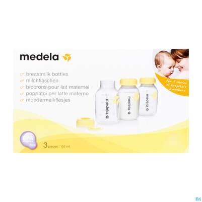 Sie sehen eine Packung Medela Milchflaschen 150ml Set 3st, Produktbild: 02 Medela Milchflaschen 150ml Set 3st, A-Nr.: 3066991 - 02
