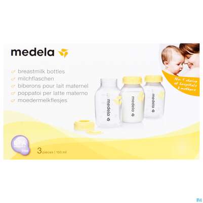 Sie sehen eine Packung Medela Milchflaschen 150ml Set 3st, Produktbild: 03 Medela Milchflaschen 150ml Set 3st, A-Nr.: 3066991 - 03