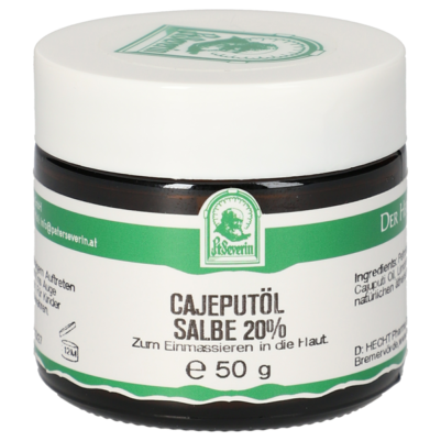 Sie sehen eine Packung CAJEPUTOEL SALBE 20% 50 G, Produktbild: 01 CAJEPUTOEL SALBE 20% 50 G, A-Nr.: 5713383 - 01