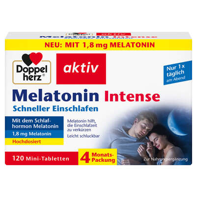 Sie sehen eine Packung Doppelherz Melatonin Intense, Produktbild: 01 Doppelherz Melatonin Intense, A-Nr.: 5678244 - 01