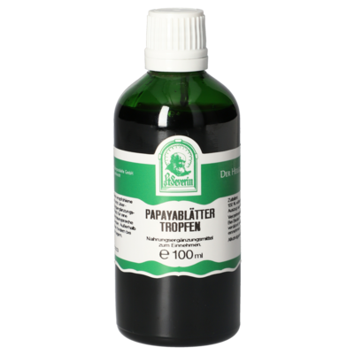 Sie sehen eine Packung PAPAYABLÄTTER TROPFEN 100 ML, Produktbild: 01 PAPAYABLÄTTER TROPFEN 100 ML, A-Nr.: 5832403 - 01