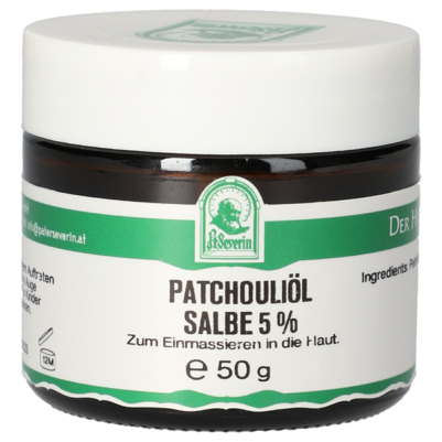Sie sehen eine Packung PATCHOULIÖL SALBE 5% 50 G, Produktbild: 01 PATCHOULIÖL SALBE 5% 50 G, A-Nr.: 5802477 - 01