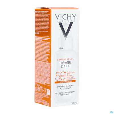 Sie sehen eine Packung Sonnenprodukte Vichy/capital Soleil Gesichtscreme Uv-age Lsf50+ 40ml, Produktbild: 08 Sonnenprodukte Vichy/capital Soleil Gesichtscreme Uv-age Lsf50+ 40ml, A-Nr.: 5360950 - 08