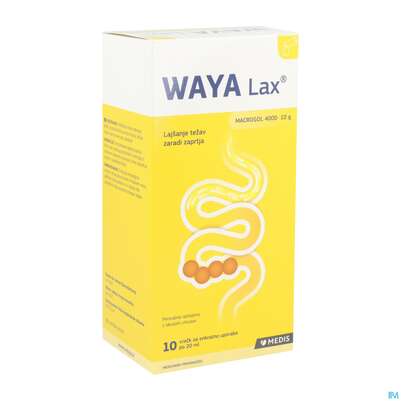 Sie sehen eine Packung Waya Lax Orale Lösung 20ml Makrogol 4000 Beute 10st, Produktbild: 02 Waya Lax Orale Lösung 20ml Makrogol 4000 Beute 10st, A-Nr.: 5885279 - 02