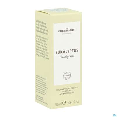 Sie sehen eine Packung Aetherische Oele Dr.eberhardt Bio Eukalyptus 80/85 10ml, Produktbild: 02 Aetherische Oele Dr.eberhardt Bio Eukalyptus 80/85 10ml, A-Nr.: 5765090 - 02
