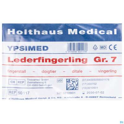 Sie sehen eine Packung Fingerlinge Leder-ypsimed Gr 7 1st, Produktbild: 02 Fingerlinge Leder-ypsimed Gr 7 1st, A-Nr.: 5139725 - 02