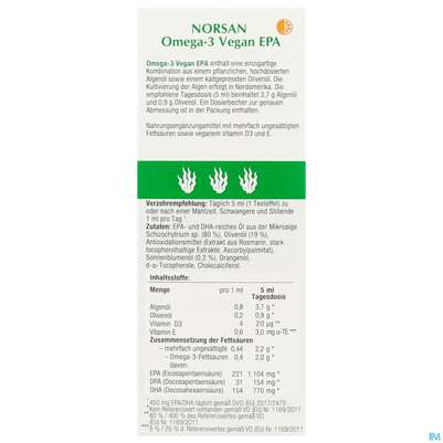 Omega -3 Norsan Oel/vegan/epa/hochd. Orangengeschmack 100ml, A-Nr.: 5948034 - 05