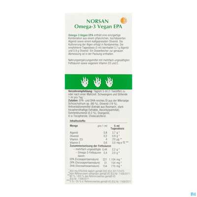 Omega -3 Norsan Oel/vegan/epa/hochd. Orangengeschmack 100ml, A-Nr.: 5948034 - 06