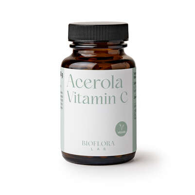 Sie sehen eine Packung Bioflora Lab Acerola Vit C Kapseln 60 ST, Produktbild: 01 Bioflora Lab Acerola Vit C Kapseln 60 ST, A-Nr.: 3148329 - 01