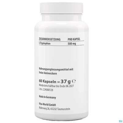 L-tryptophan Kapseln 500mg -naturheilp. 60st, A-Nr.: 4846596 - 03