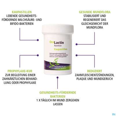 Sie sehen eine Packung Oralactin Orales Probiotikum Kaupastillen +vitamin C 30g, Produktbild: 09 Oralactin Orales Probiotikum Kaupastillen +vitamin C 30g, A-Nr.: 5750409 - 09