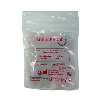 Sie sehen eine Packung Spangengummis 5/16 medium bunt, Produktbild: 01 Spangengummis 5/16 medium bunt, A-Nr.: 6123904 - 01