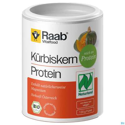 Sie sehen eine Packung Kuerbiskern Protein Pulver Bio Raab 120g, Produktbild: 01 Kuerbiskern Protein Pulver Bio Raab 120g, A-Nr.: 5871449 - 01