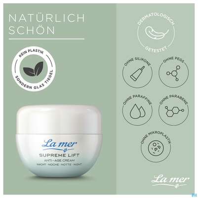 Sie sehen eine Packung La Mer Ohne Parfum Supreme Natural Lift Antiage Nachtcreme Tiege 50ml, Produktbild: 04 La Mer Ohne Parfum Supreme Natural Lift Antiage Nachtcreme Tiege 50ml, A-Nr.: 4329688 - 04