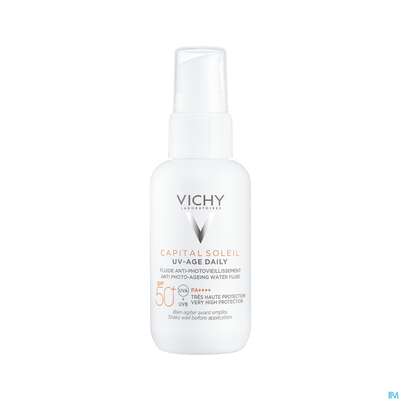 Sie sehen eine Packung Sonnenprodukte Vichy/capital Soleil Gesichtscreme Uv-age Lsf50+ 40ml, Produktbild: 14 Sonnenprodukte Vichy/capital Soleil Gesichtscreme Uv-age Lsf50+ 40ml, A-Nr.: 5360950 - 14