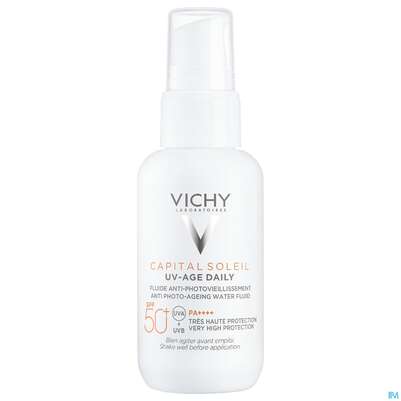 Sie sehen eine Packung Sonnenprodukte Vichy/capital Soleil Gesichtscreme Uv-age Lsf50+ 40ml, Produktbild: 15 Sonnenprodukte Vichy/capital Soleil Gesichtscreme Uv-age Lsf50+ 40ml, A-Nr.: 5360950 - 15