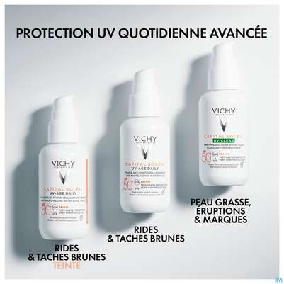 Sie sehen eine Packung Sonnenprodukte Vichy/capital Soleil Gesichtscreme Uv-age Lsf50+ 40ml, Produktbild: 24 Sonnenprodukte Vichy/capital Soleil Gesichtscreme Uv-age Lsf50+ 40ml, A-Nr.: 5360950 - 24