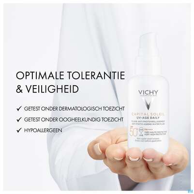 Sie sehen eine Packung Sonnenprodukte Vichy/capital Soleil Gesichtscreme Uv-age Lsf50+ 40ml, Produktbild: 26 Sonnenprodukte Vichy/capital Soleil Gesichtscreme Uv-age Lsf50+ 40ml, A-Nr.: 5360950 - 26