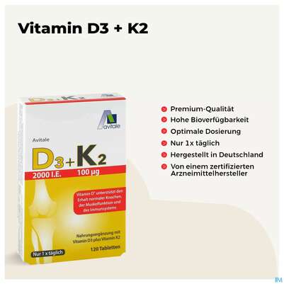 D3+k2 Tabl 2000ie +100ug 120st, A-Nr.: 5296100 - 06