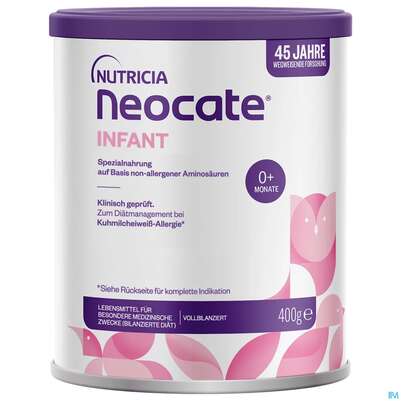 Sie sehen eine Packung Neocate Pulver/infant 400g, Produktbild: 02 Neocate Pulver/infant 400g, A-Nr.: 3611537 - 02