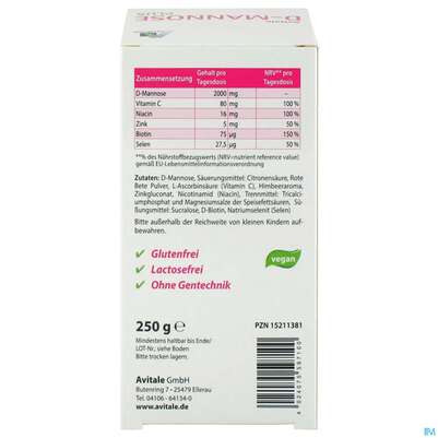 D-mannose Pulver 2000mg Plus Dose 250g, A-Nr.: 5296005 - 03