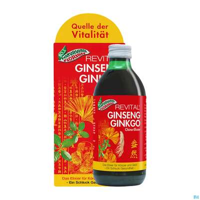 Sie sehen eine Packung Ginseng Ginkgo Revital China Elixier Bio Wein 16% Vol. 330ml, Produktbild: 07 Ginseng Ginkgo Revital China Elixier Bio Wein 16% Vol. 330ml, A-Nr.: 3961697 - 07