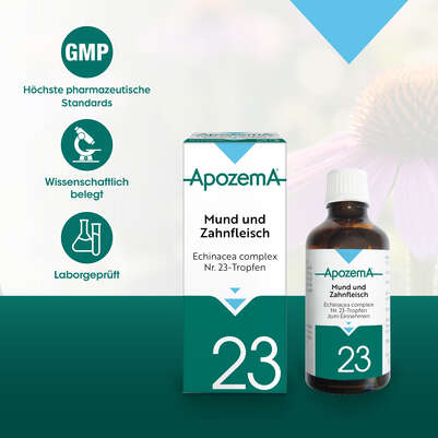 Sie sehen eine Packung Apozema® Nr. 23 Mund- und Zahnfleisch-Tropfen, Produktbild: 04 Apozema® Nr. 23 Mund- und Zahnfleisch-Tropfen, A-Nr.: 0987874 - 04