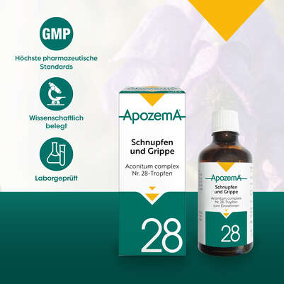 Sie sehen eine Packung Apozema® Nr. 28 Schnupfen- und Grippe-Tropfen, Produktbild: 04 Apozema® Nr. 28 Schnupfen- und Grippe-Tropfen, A-Nr.: 0982871 - 04