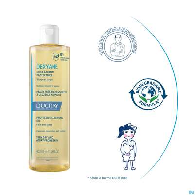 Sie sehen eine Packung Ducray Dexyane Schützendes Reinigungsöl 400ml, Produktbild: 06 Ducray Dexyane Schützendes Reinigungsöl 400ml, A-Nr.: 5630705 - 06