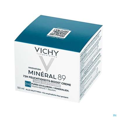 Sie sehen eine Packung Vichy Mineral 89 Creme Ohne Duftstoffe 50ml, Produktbild: 06 Vichy Mineral 89 Creme Ohne Duftstoffe 50ml, A-Nr.: 5667878 - 06
