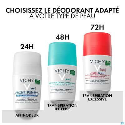 Sie sehen eine Packung Vichy Deodorant Stress Resist 72h 50ml, Produktbild: 22 Vichy Deodorant Stress Resist 72h 50ml, A-Nr.: 4406006 - 22