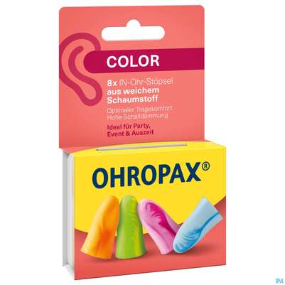 Sie sehen eine Packung Ohrenschutz Ohropax Schaumstoffstoepsel Color Plux 8st, Produktbild: 03 Ohrenschutz Ohropax Schaumstoffstoepsel Color Plux 8st, A-Nr.: 2281351 - 03