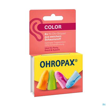 Sie sehen eine Packung Ohrenschutz Ohropax Schaumstoffstoepsel Color Plux 8st, Produktbild: 04 Ohrenschutz Ohropax Schaumstoffstoepsel Color Plux 8st, A-Nr.: 2281351 - 04