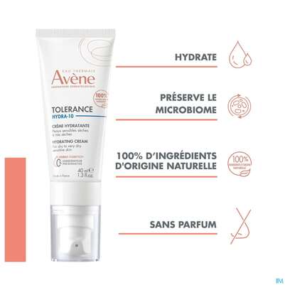 Sie sehen eine Packung Avene Tolerance/hydra-10 Creme 40ml, Produktbild: 13 Avene Tolerance/hydra-10 Creme 40ml, A-Nr.: 5675702 - 13