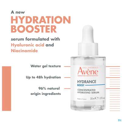 Sie sehen eine Packung Avene Hydrance Boost Serum 30ml, Produktbild: 17 Avene Hydrance Boost Serum 30ml, A-Nr.: 5724197 - 17