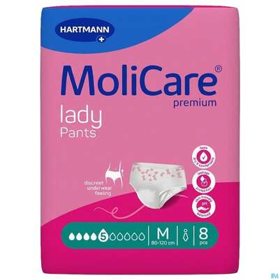 Sie sehen eine Packung Inkontinenz Molicare Premium/lady/pants Tropfen 5 Medium 8st, Produktbild: 04 Inkontinenz Molicare Premium/lady/pants Tropfen 5 Medium 8st, A-Nr.: 4918806 - 04