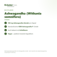 Sie sehen eine Packung Ashwagandha Kapseln 60 Stück, Produktbild: 02 Ashwagandha Kapseln 60 Stück, A-Nr.: 5208395 - 02