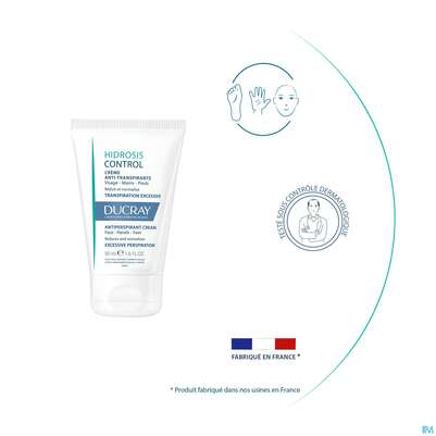 Sie sehen eine Packung Ducray Hidrosis Control Hidrosis Control Creme Für Gesicht, Hände Und Füße 50ml, Produktbild: 11 Ducray Hidrosis Control Hidrosis Control Creme Für Gesicht, Hände Und Füße 50ml, A-Nr.: 5607362 - 11