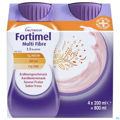 Fortimel/multifibre 1,5kcal 200ml Flasche Erdbeer 4st, A-Nr.: 3237671 - 02
