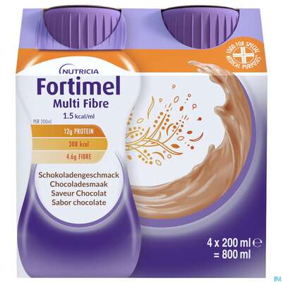 Fortimel/multifibre 1,5kcal 200ml Flasche Schoko 4st, A-Nr.: 3237719 - 02