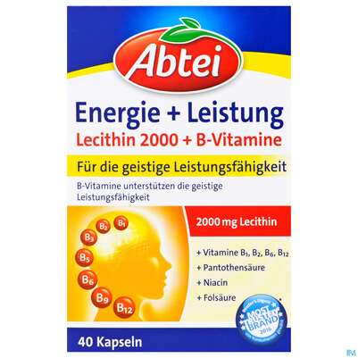 Sie sehen eine Packung Lecithin Kapseln-abtei Plus B-vitamin Neu38 40st, Produktbild: 01 Lecithin Kapseln-abtei Plus B-vitamin Neu38 40st, A-Nr.: 3817658 - 01