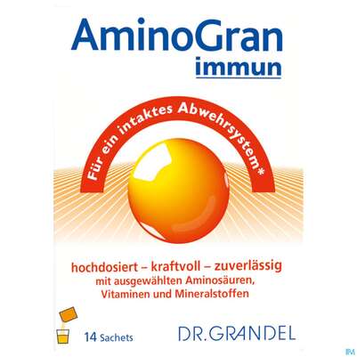 Sie sehen eine Packung Amino Granulat Immun Briefchen Dr.grandel Nr 2199 14st, Produktbild: 01 Amino Granulat Immun Briefchen Dr.grandel Nr 2199 14st, A-Nr.: 3403922 - 01