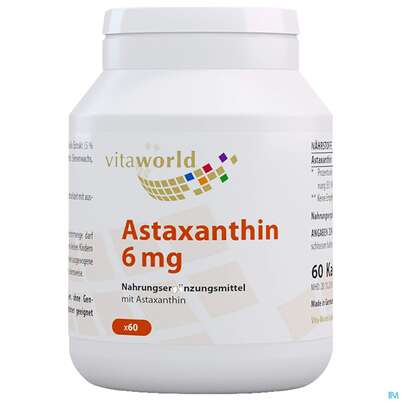 Astaxanthin Kapseln/vegetarisch 6mg Vita World 60st, A-Nr.: 4836095 - 01