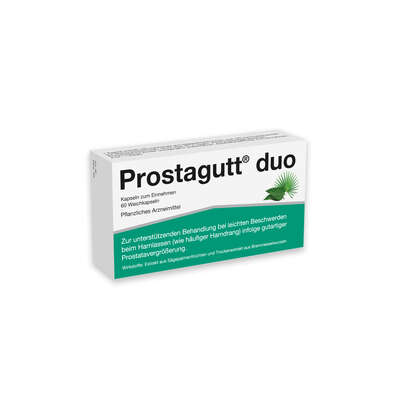 Sie sehen eine Packung Prostagutt duo Kapseln, Produktbild: 01 Prostagutt duo Kapseln, A-Nr.: 4979966 - 01
