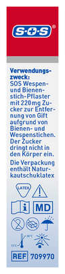 Sie sehen eine Packung SOS Wespen&Bienenstich-Pflaster 5ST, Produktbild: 02 SOS Wespen&Bienenstich-Pflaster 5ST, A-Nr.: 6147431 - 02