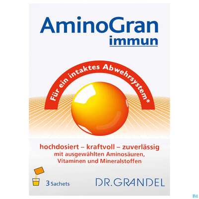 Sie sehen eine Packung Amino Granulat Immun Briefchen Dr.grandel Nr 2118 3st, Produktbild: 01 Amino Granulat Immun Briefchen Dr.grandel Nr 2118 3st, A-Nr.: 4371928 - 01
