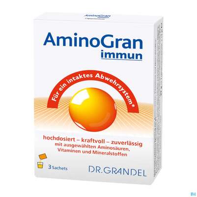 Sie sehen eine Packung Amino Granulat Immun Briefchen Dr.grandel Nr 2118 3st, Produktbild: 03 Amino Granulat Immun Briefchen Dr.grandel Nr 2118 3st, A-Nr.: 4371928 - 03