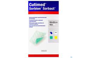 Cutimed Sorbion Sorbact Steril Bakterienbind.+absorb. Wundauflage 10x20cm 72698 10st, A-Nr.: 4750229 - 01